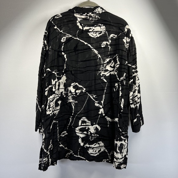 Chicos Design Women's Blouse XL Black Velvet Burnout Sheer Tunic Side Slits - Picture 6 of 8